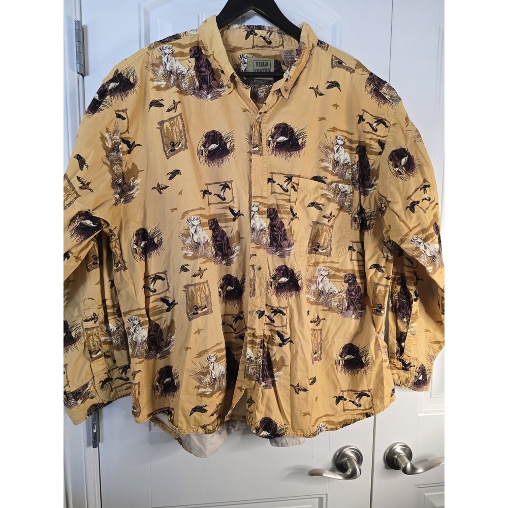 Outdoor‎ Life Men's Shirt 3XL Field Tested Black Lab Duck Hunting All Over Print